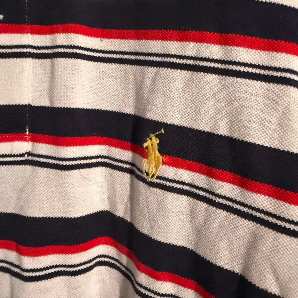 Y2K Polo‎ Ralph Lauren Medium Polo Striped Shirt Red White Blue Yellow PONY